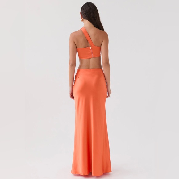 COPY - NWT Peppermayo Hidden Oasis Satin Maxi SKIRT - Tangerine - Picture 6 of 7